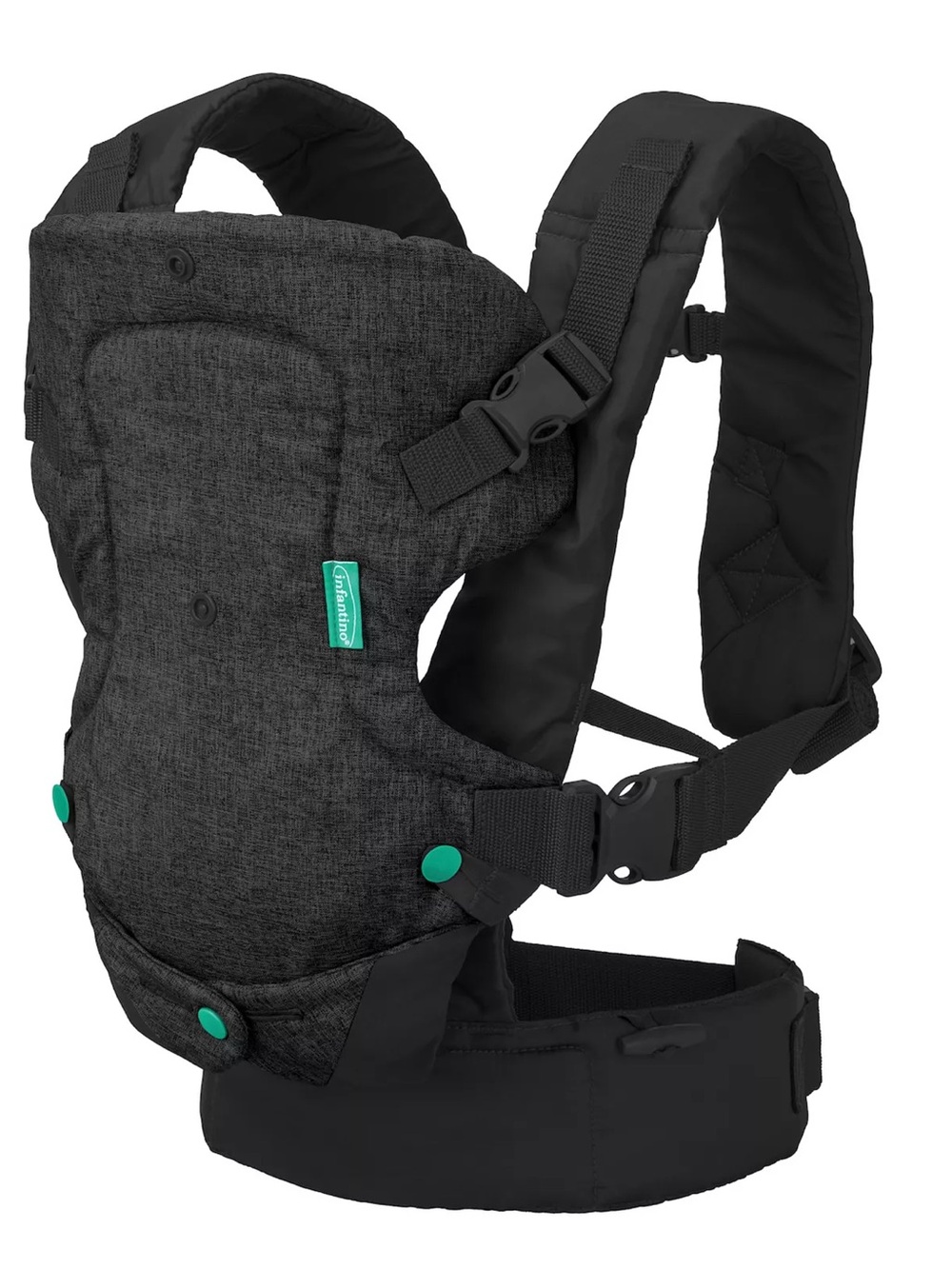 Baby Wearing Harness in Dark Gray with Teal Accents